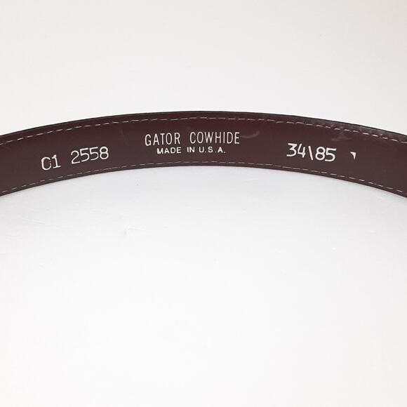 Vintage Gator Croco Leather Belt Cowhide Chestnut Brown Western Cowgirl Women 34 main image 8